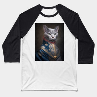 Royal Portrait of a Russian Blue Cat Baseball T-Shirt